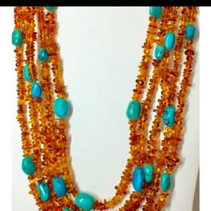 Jay King Amber & Turquoise Necklace
